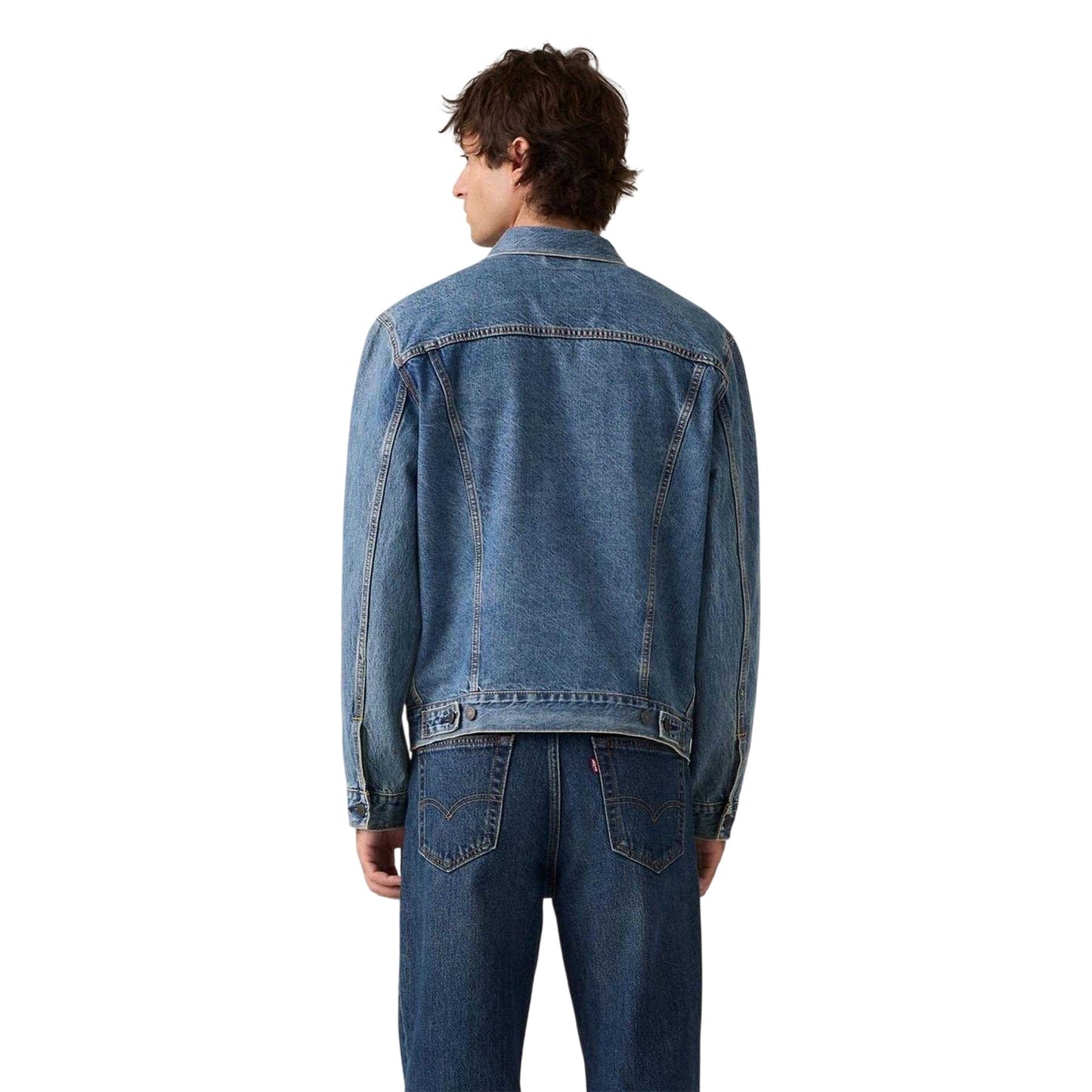Washed Blue - Back - Levis Mens Cotton Denim Long-Sleeved Trucker Jacket