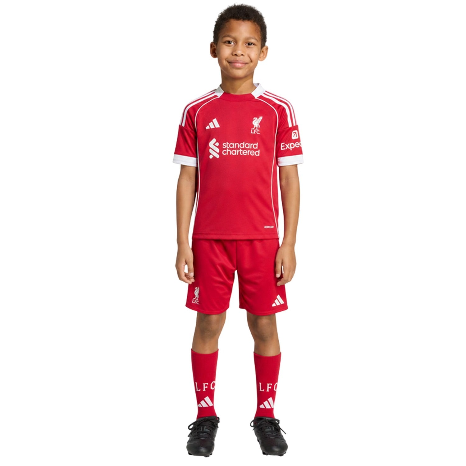 Red - Pack Shot - Adidas Childrens-Kids 2025-2026 Liverpool FC Football Kit