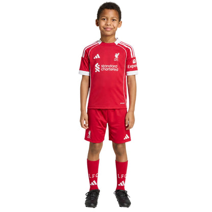 Red - Pack Shot - Adidas Childrens-Kids 2025-2026 Liverpool FC Football Kit