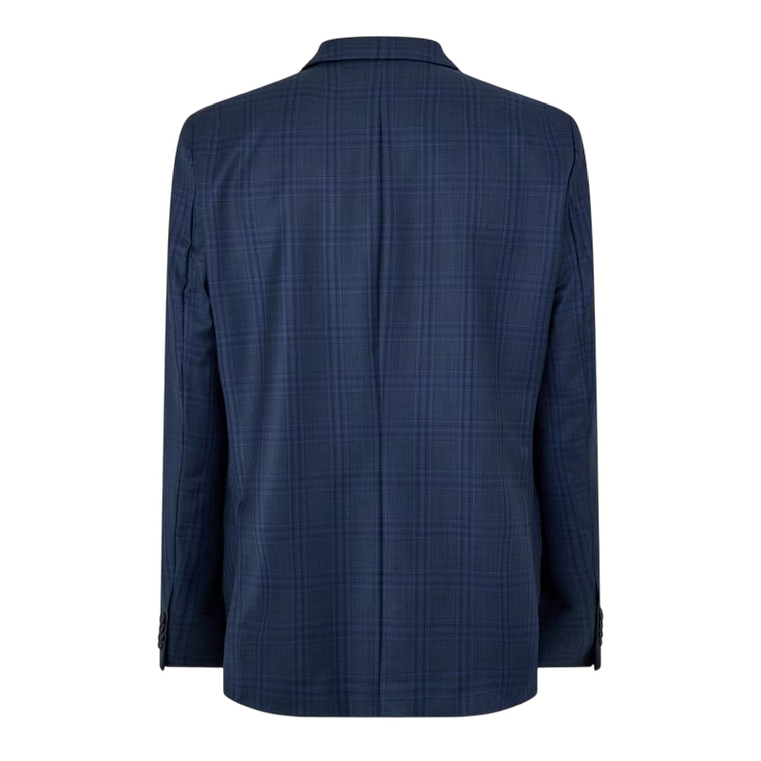 Dark Blue - Back - Ted Baker Mens Plaid Notch Neck Suit Jacket
