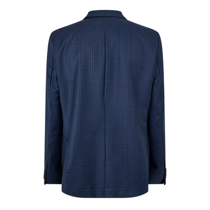 Dark Blue - Back - Ted Baker Mens Plaid Notch Neck Suit Jacket