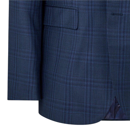 Dark Blue - Lifestyle - Ted Baker Mens Plaid Notch Neck Suit Jacket