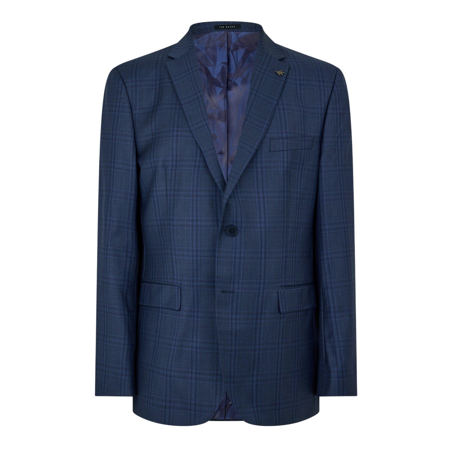 Dark Blue - Front - Ted Baker Mens Plaid Notch Neck Suit Jacket