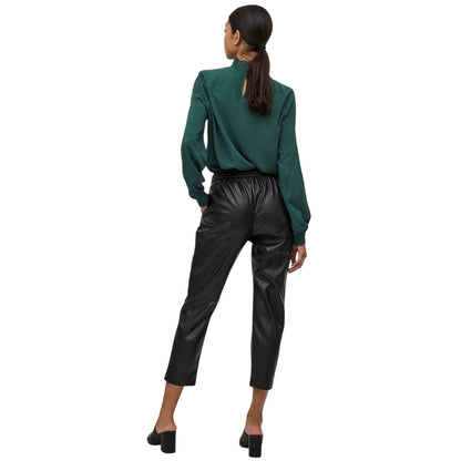Black - Back - Vila Womens-Ladies Nille Coated Shine Trousers