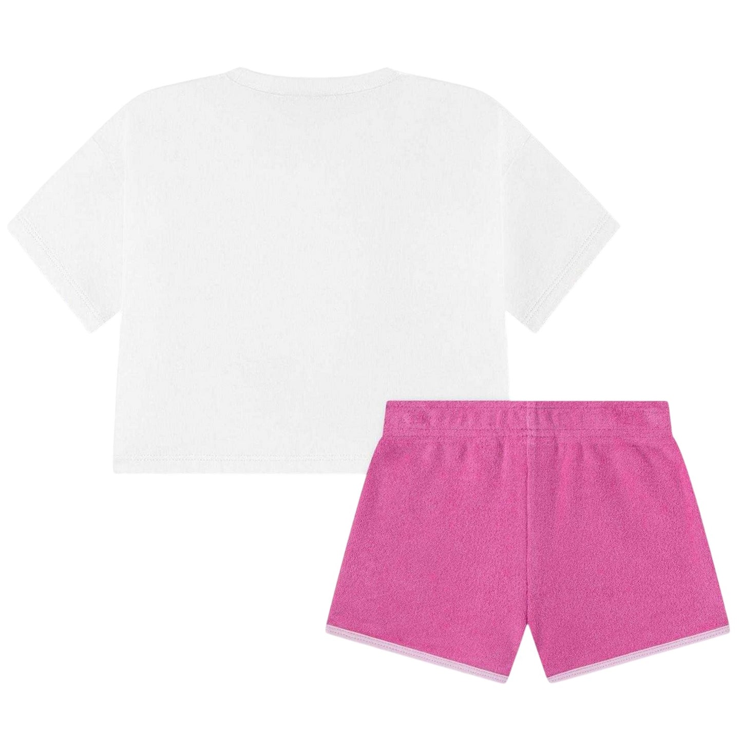 White-Pink - Back - Lacoste Baby Big Logo Cotton T-Shirt & Shorts Set