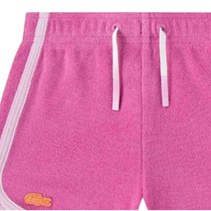White-Pink - Side - Lacoste Baby Big Logo Cotton T-Shirt & Shorts Set