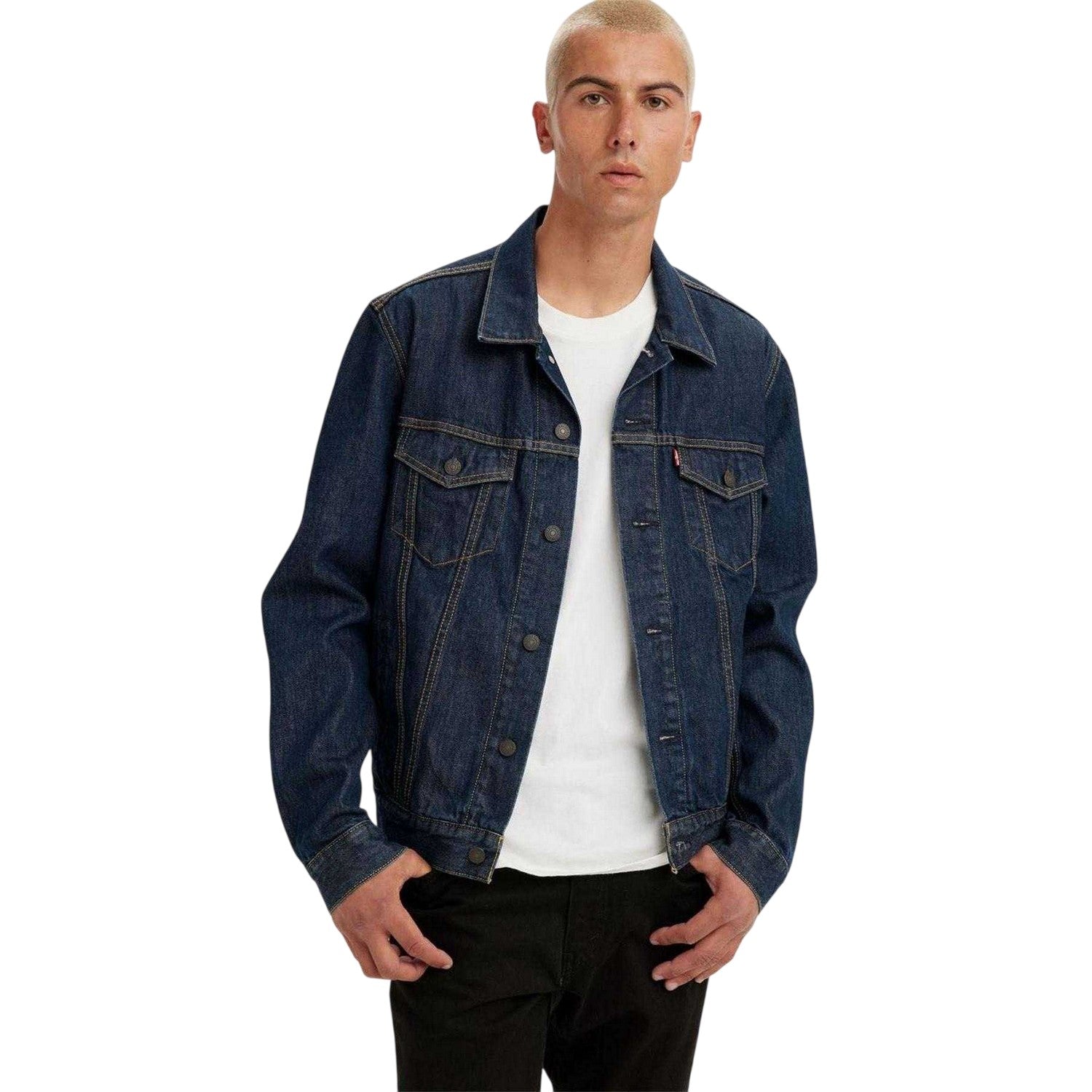 Blue - Side - Levis Mens Denim Trucker Jacket
