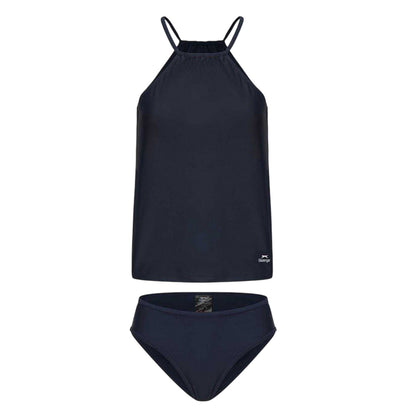 Navy - Front - Slazenger Womens-Ladies Logo Tankini Set
