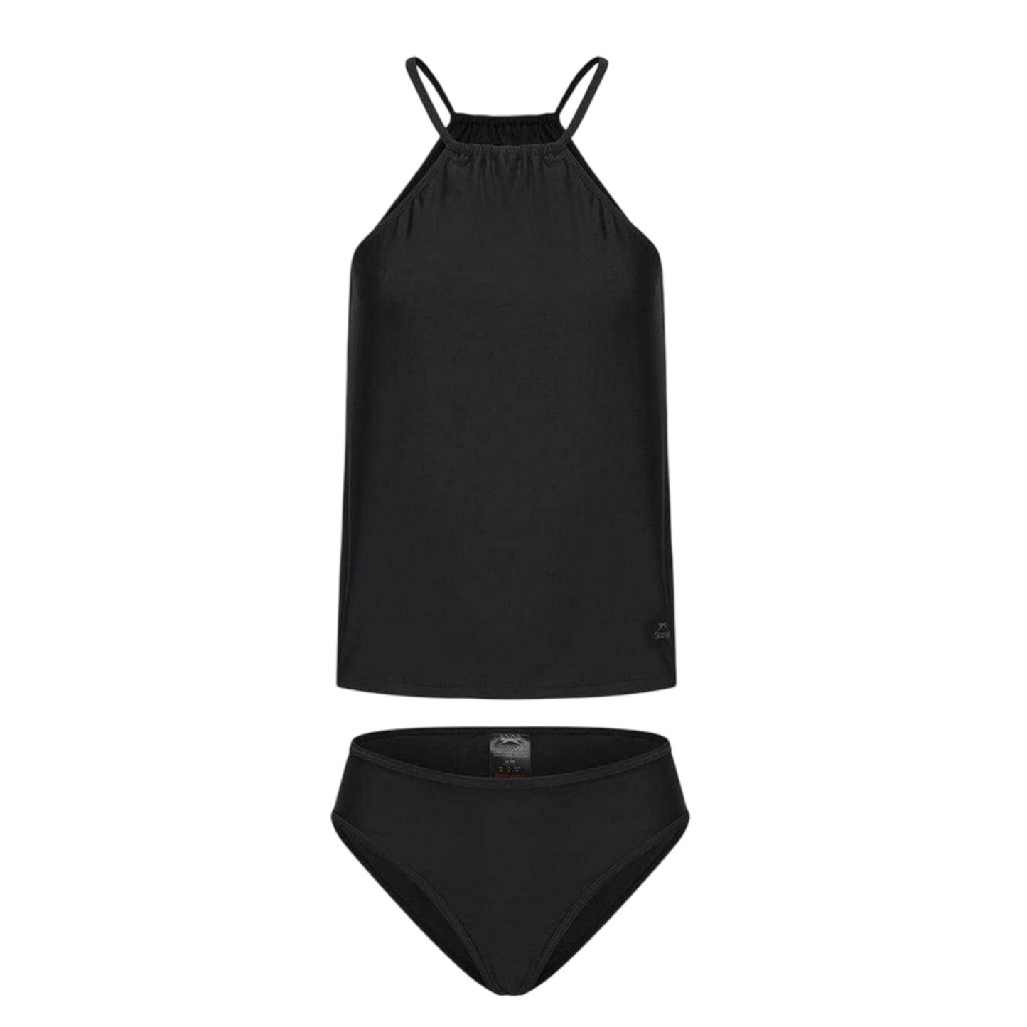 Black - Front - Slazenger Womens-Ladies Logo Tankini Set