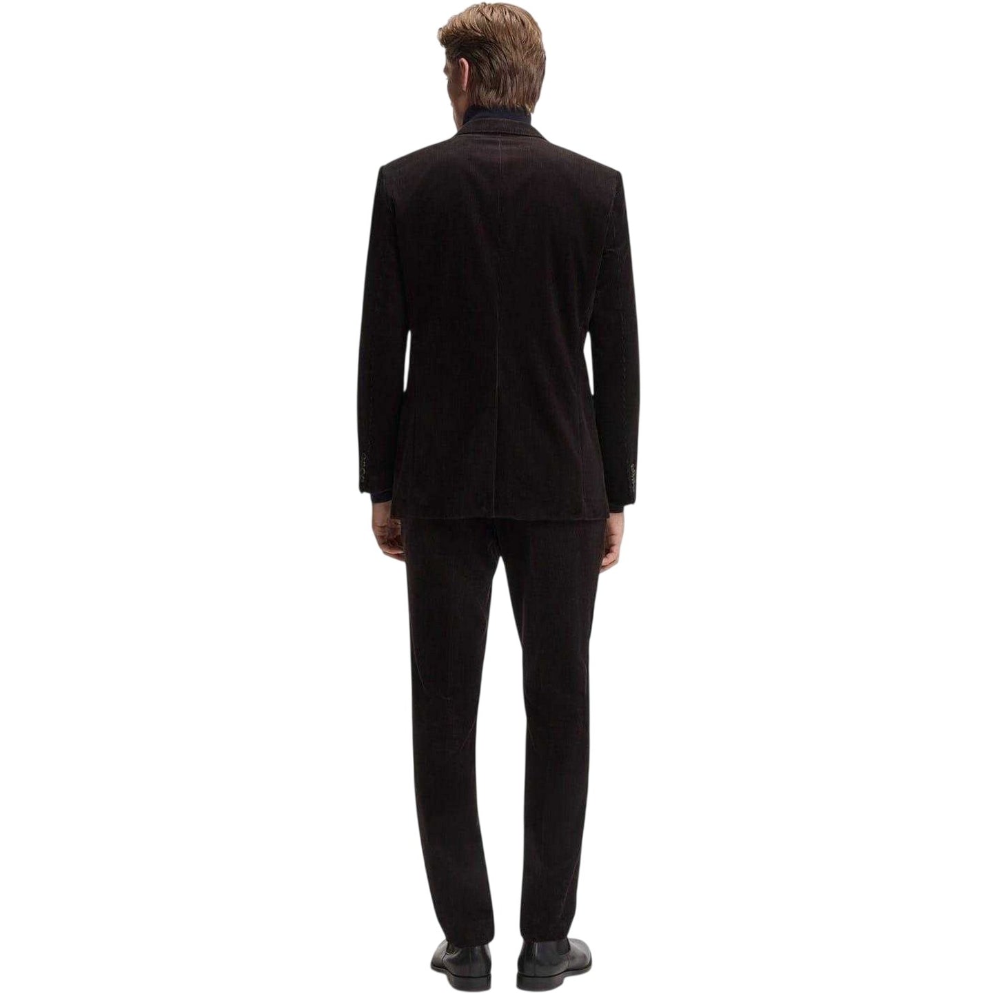 Brown - Back - Boss Mens Beckham Striped Pleat Front Trousers