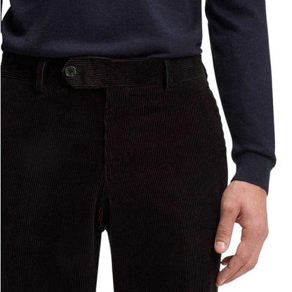 Brown - Side - Boss Mens Beckham Striped Pleat Front Trousers