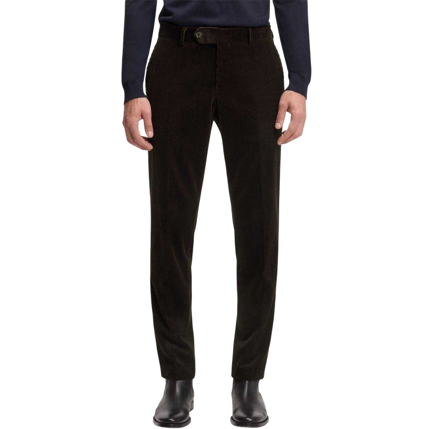 Brown - Lifestyle - Boss Mens Beckham Striped Pleat Front Trousers