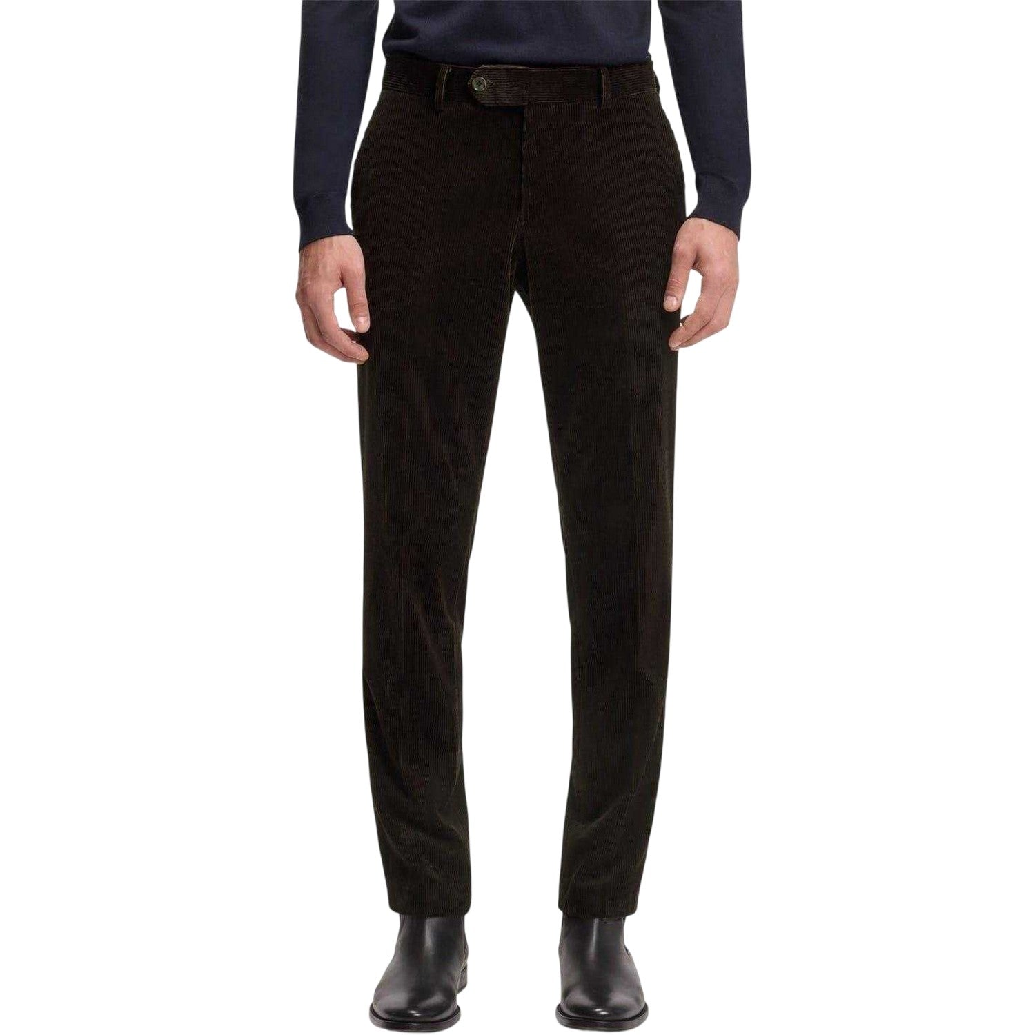 Brown - Lifestyle - Boss Mens Beckham Striped Pleat Front Trousers