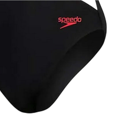 Black-Red - Side - Speedo Womens-Ladies Colour Block One Piece Swimsuit