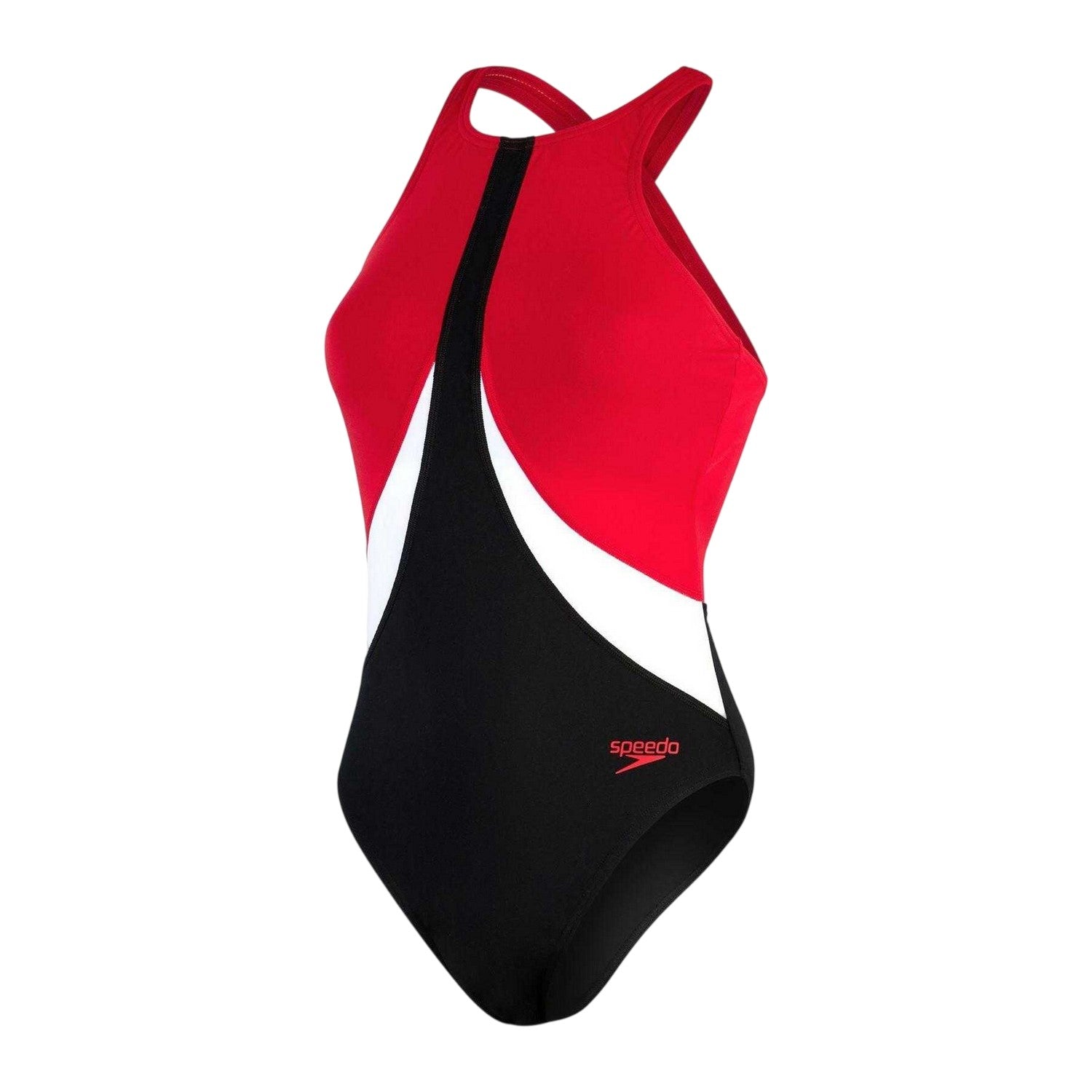 Black-Red - Front - Speedo Womens-Ladies Colour Block One Piece Swimsuit