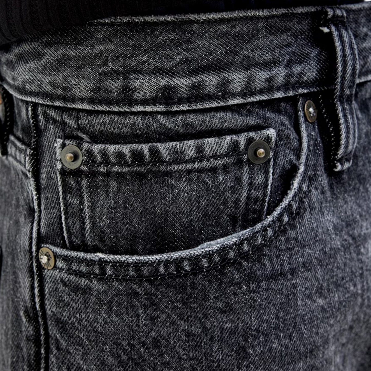 Black Denim - Pack Shot - Jack And Jones Mens Toby Coop Relaxed Wide Leg Jeans