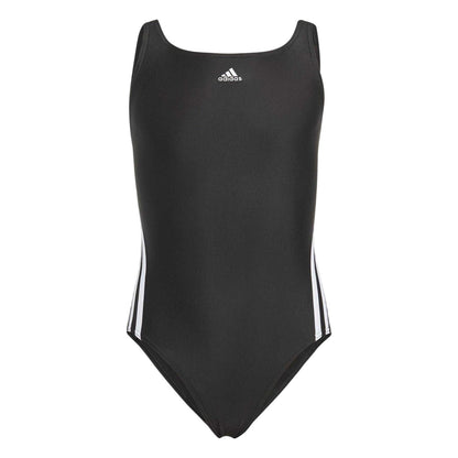 Black - Front - Adidas Girls 3S One Piece Swimsuit