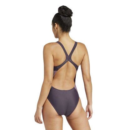 Purple - Back - Adidas Womens-Ladies Colour Block One Piece Swimsuit