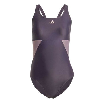 Purple - Front - Adidas Womens-Ladies Colour Block One Piece Swimsuit