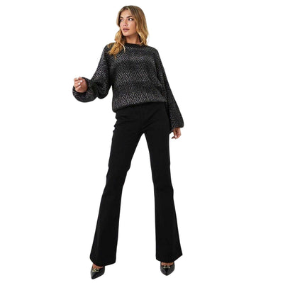 Black - Pack Shot - Biba Womens-Ladies Denim Flared Jeans