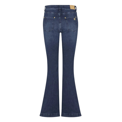 Mid Blue - Back - Biba Womens-Ladies Denim Flared Jeans