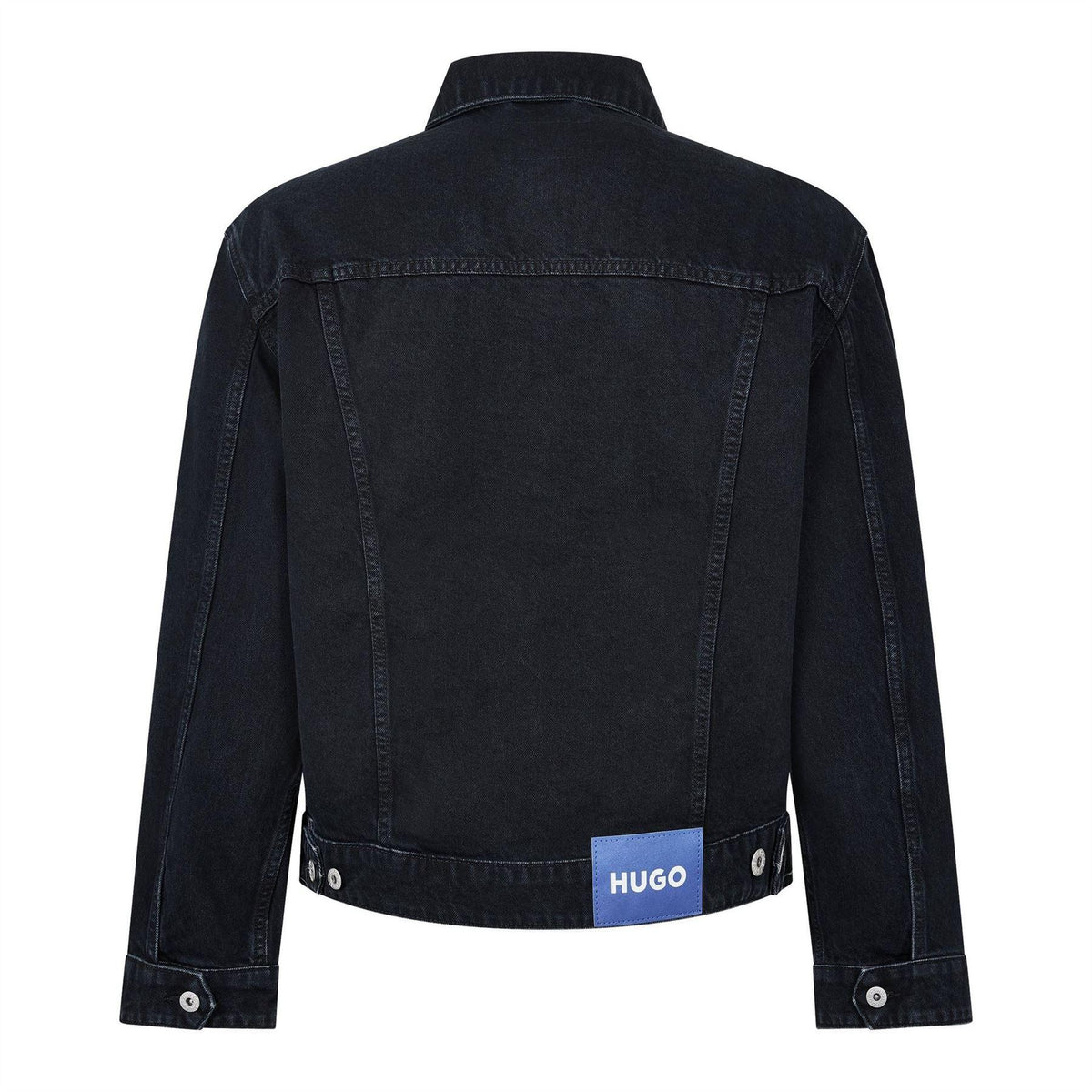 Dark Blue - Back - Hugo Mens Dex Denim Chest Pocket Slim Trucker Jacket
