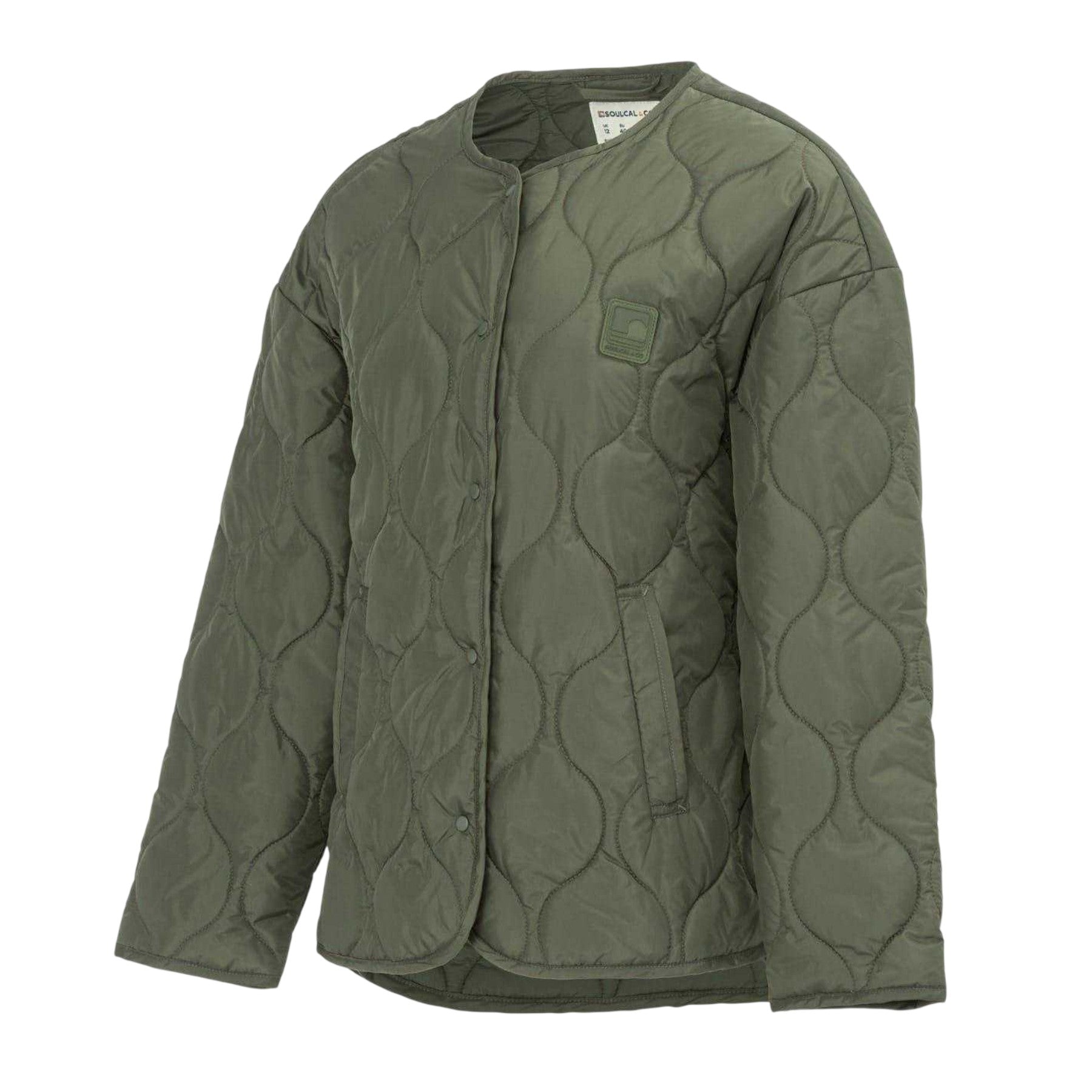Khaki Green - Side - SoulCal Womens-Ladies Onion Quilt Jacket