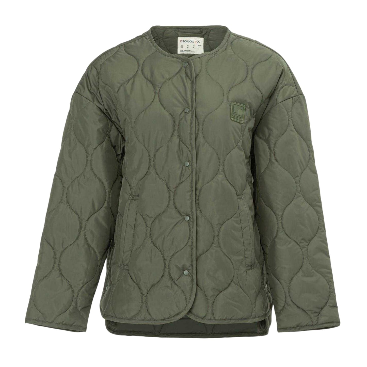 Khaki Green - Front - SoulCal Womens-Ladies Onion Quilt Jacket