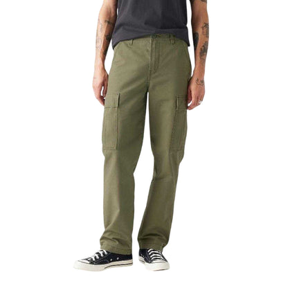 Olive Night - Side - Levis Mens Canvas Straight Leg Cargo Trousers