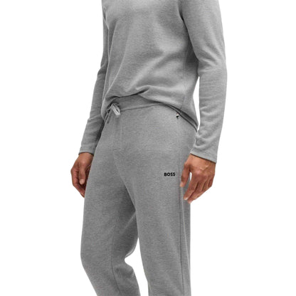 Grey - Side - Boss Mens Waffle Knit Jogging Bottoms