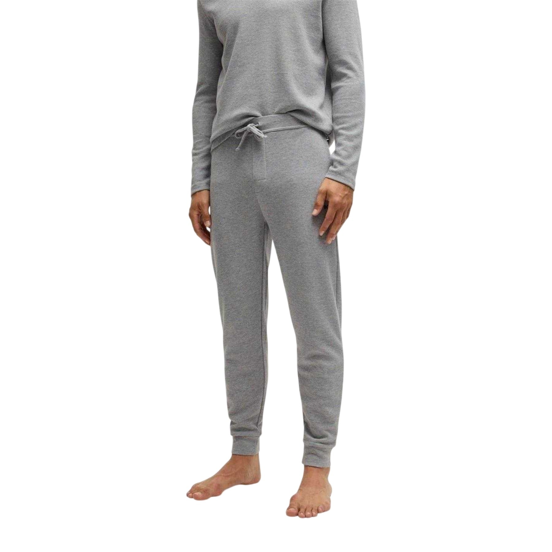 Grey - Lifestyle - Boss Mens Waffle Knit Jogging Bottoms