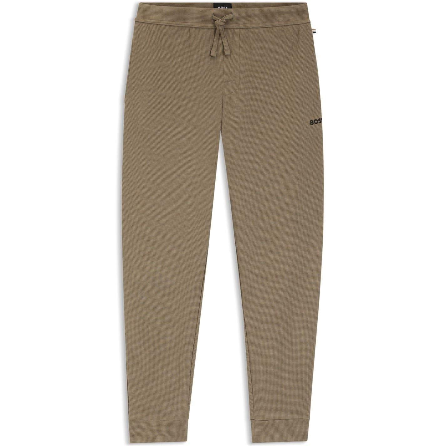 Brown - Front - Boss Mens Waffle Knit Jogging Bottoms