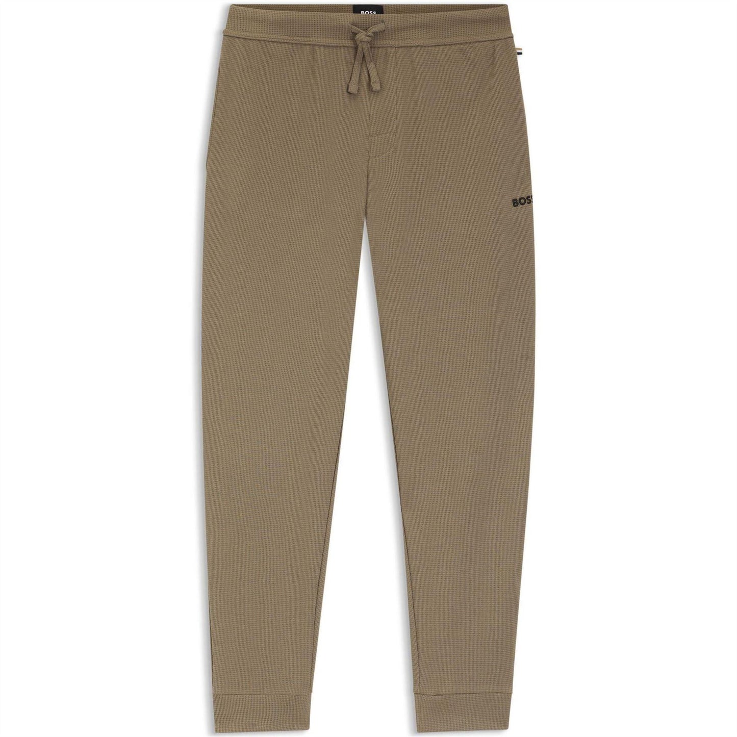 Brown - Back - Boss Mens Waffle Knit Jogging Bottoms