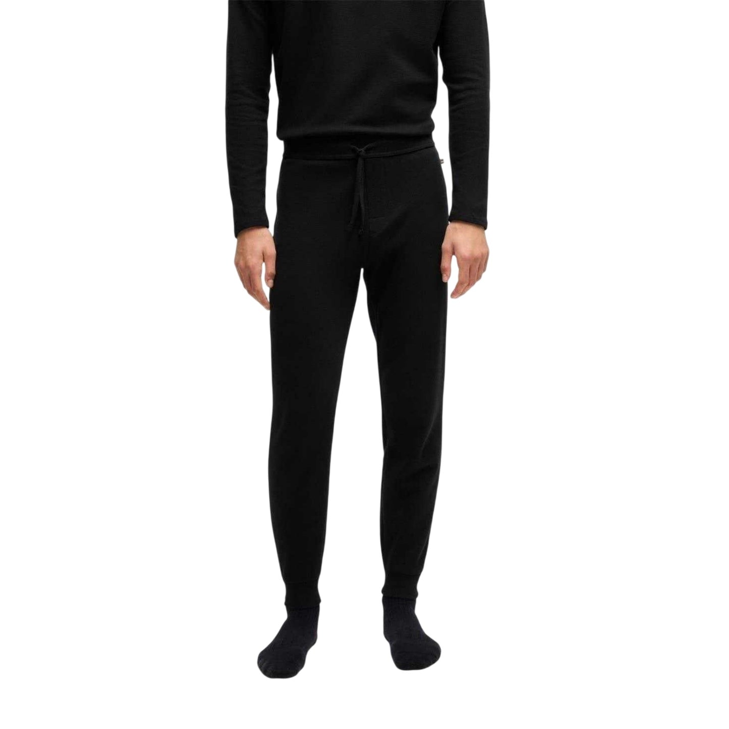 Black - Lifestyle - Boss Mens Waffle Knit Jogging Bottoms