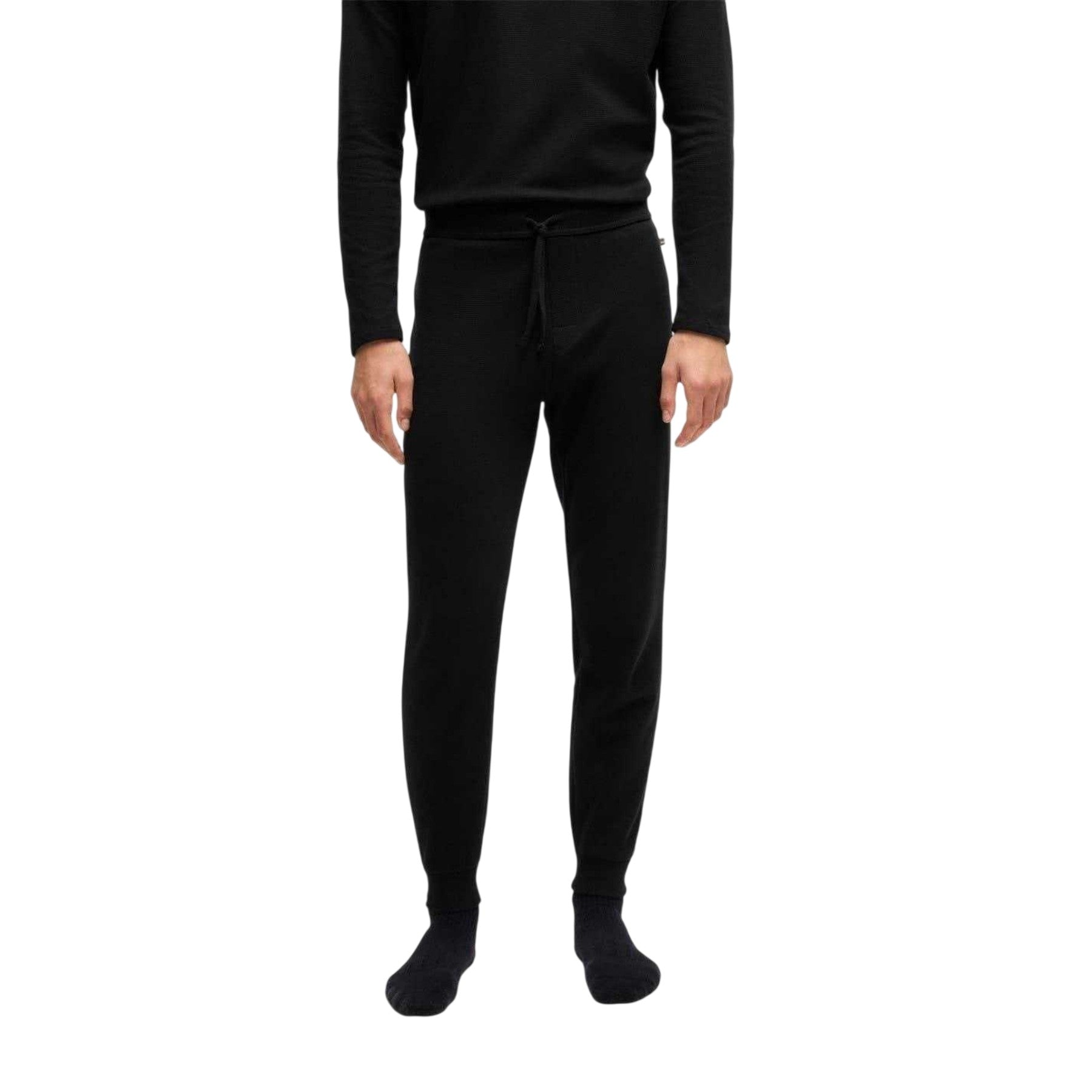 Black - Lifestyle - Boss Mens Waffle Knit Jogging Bottoms