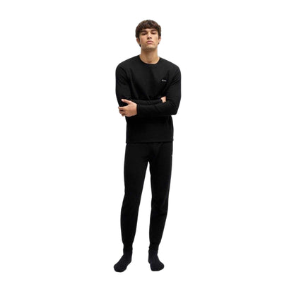 Black - Pack Shot - Boss Mens Waffle Knit Jogging Bottoms