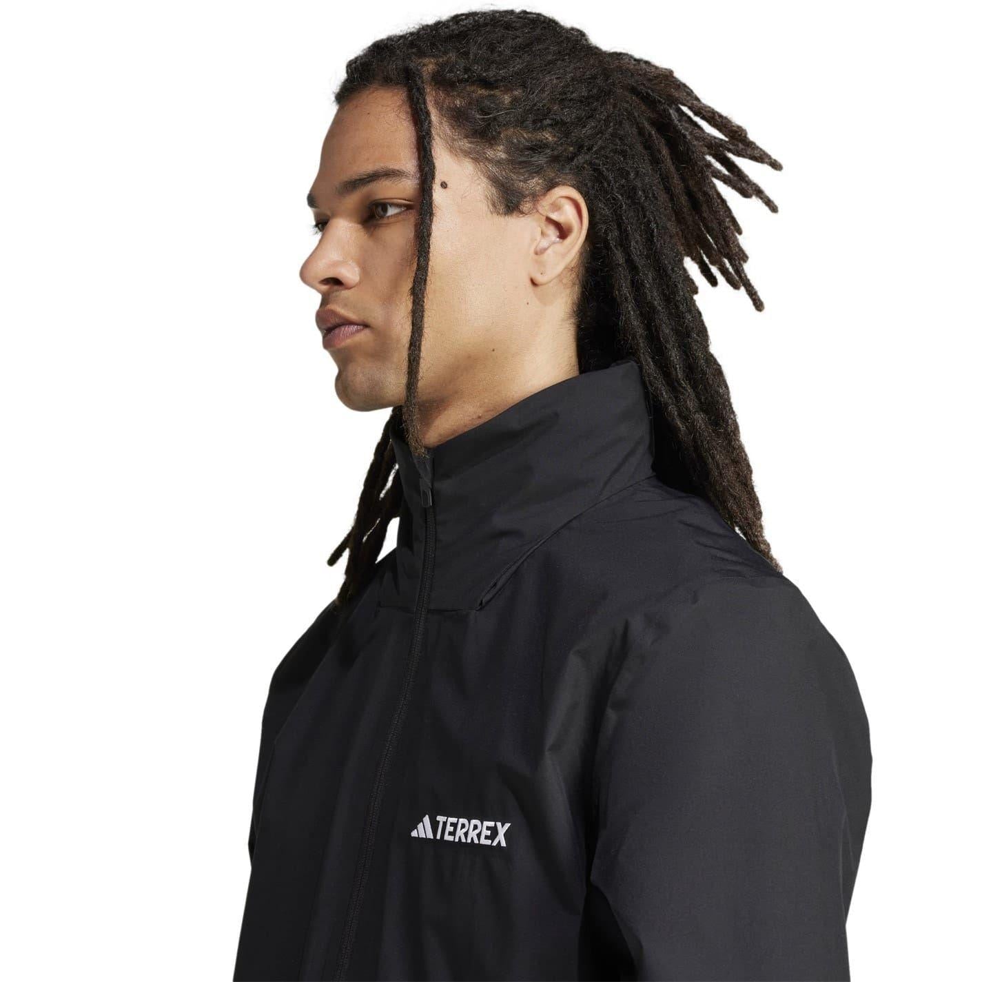 Black - Side - Adidas Mens Terrex Logo 2 Layer Raincoat