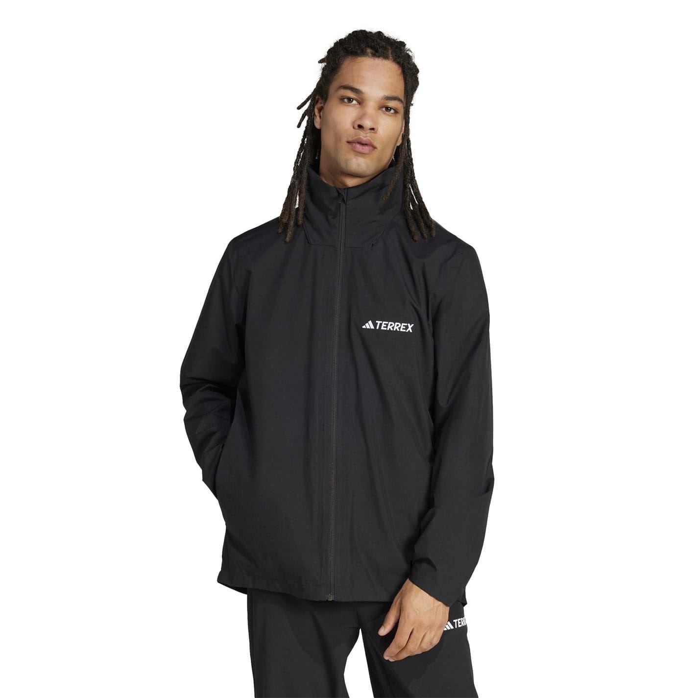 Black - Lifestyle - Adidas Mens Terrex Logo 2 Layer Raincoat