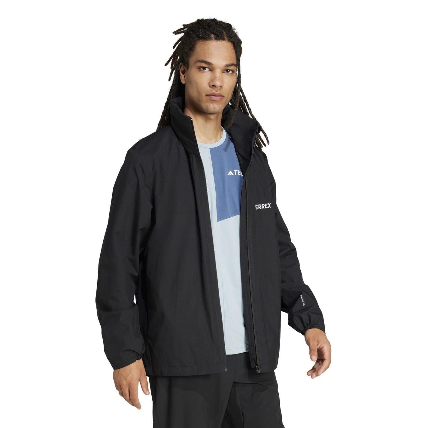 Black - Pack Shot - Adidas Mens Terrex Logo 2 Layer Raincoat