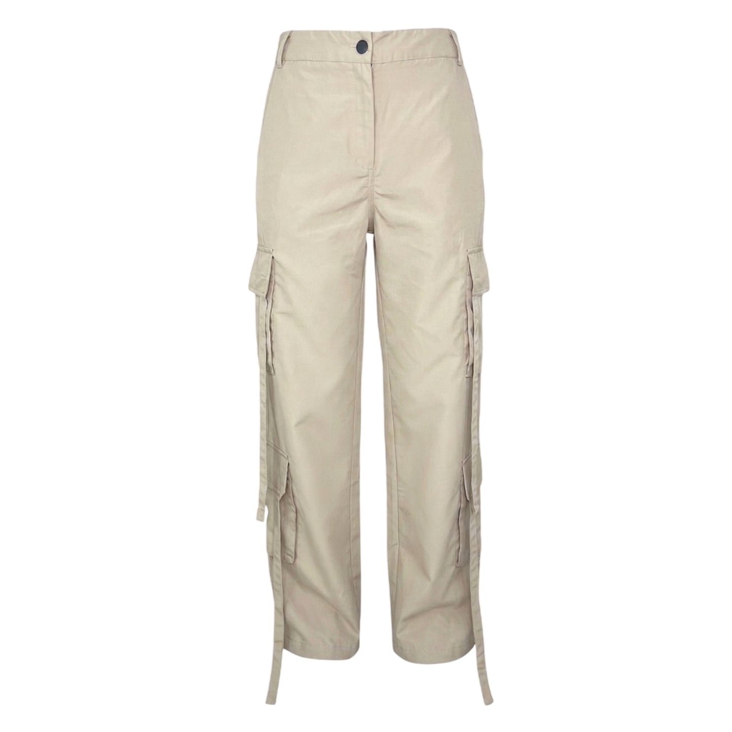 Stone - Front - AX Paris Womens-Ladies Plain Wide Leg Cargo Trousers