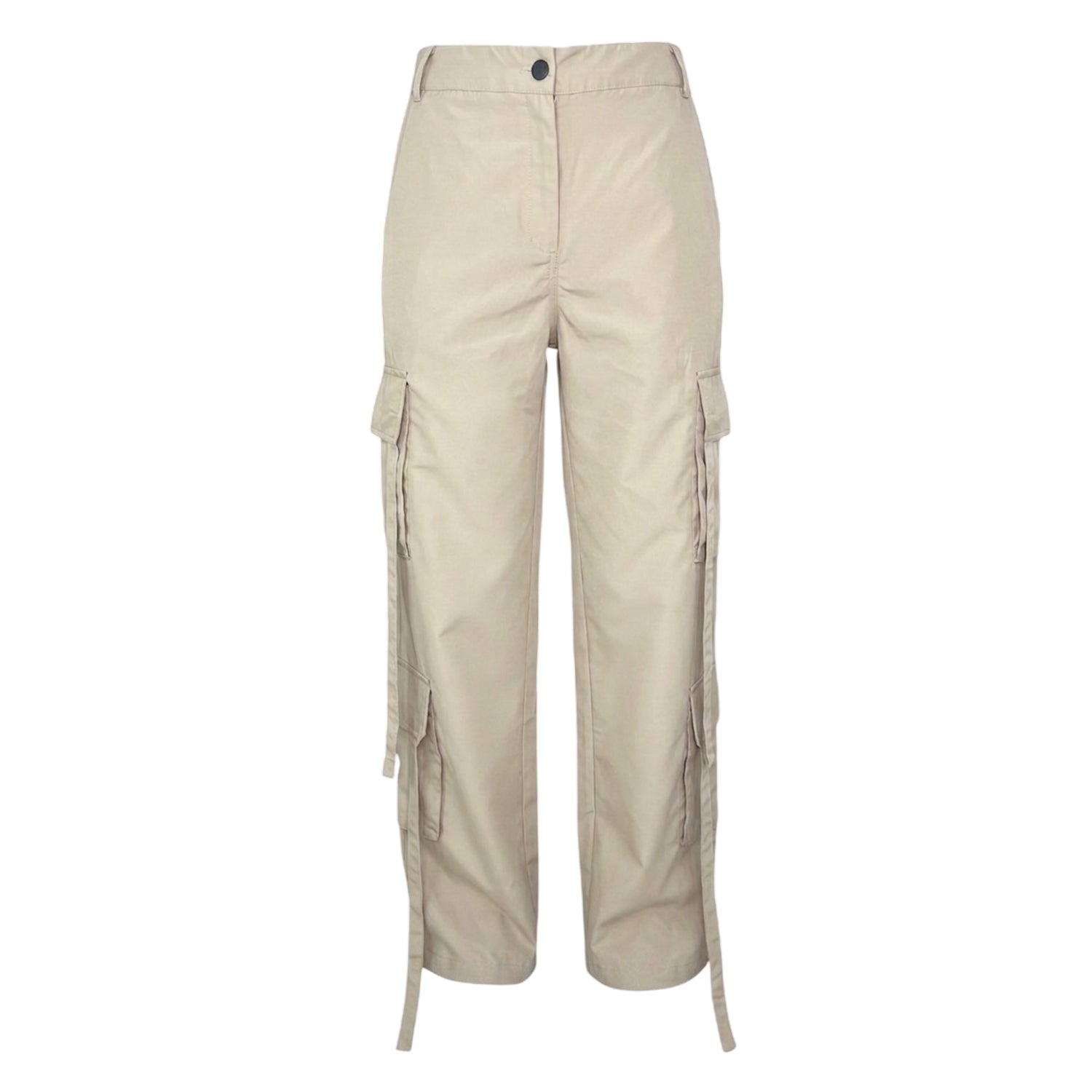 Stone - Front - AX Paris Womens-Ladies Plain Wide Leg Cargo Trousers