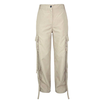 Stone - Front - AX Paris Womens-Ladies Plain Wide Leg Cargo Trousers