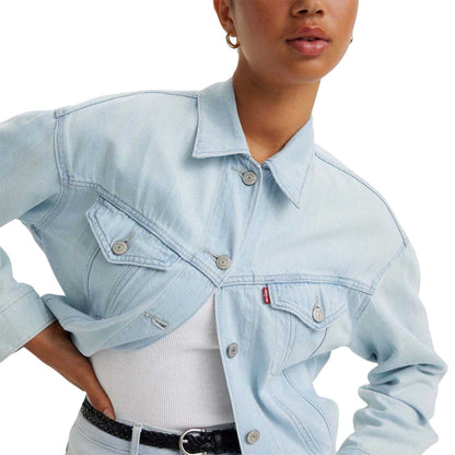 Light Blue - Side - Levis Womens-Ladies Cotton Denim Trucker Jacket