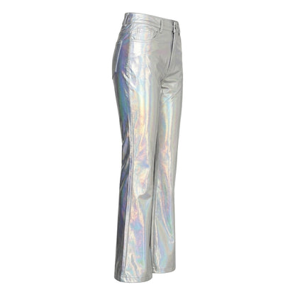 Metallic - Side - AmyLynn Womens-Ladies Lupe Metallic Straight Trousers