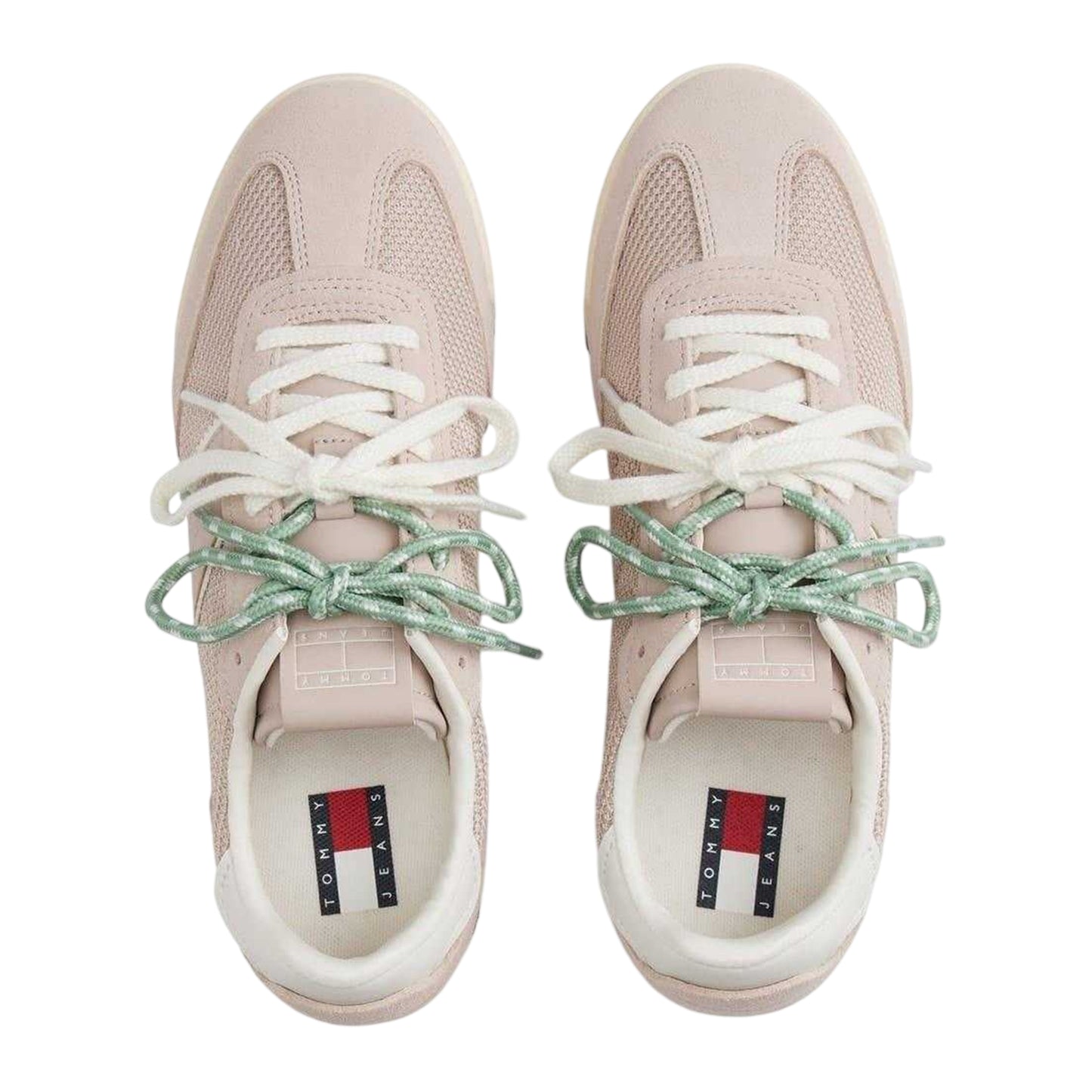 Beige - Side - Tommy Jeans Womens-Ladies Mesh Lace Up Flat Trainers