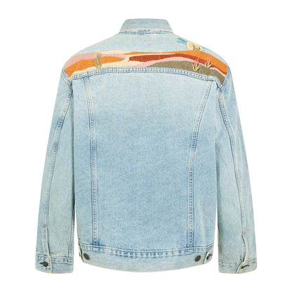 Light Denim - Back - Levis Mens Embroidered Denim Trucker Jacket