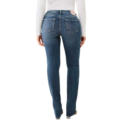 Blue - Back - True Religion Womens-Ladies Billie Stretch Mid Rise Jeans
