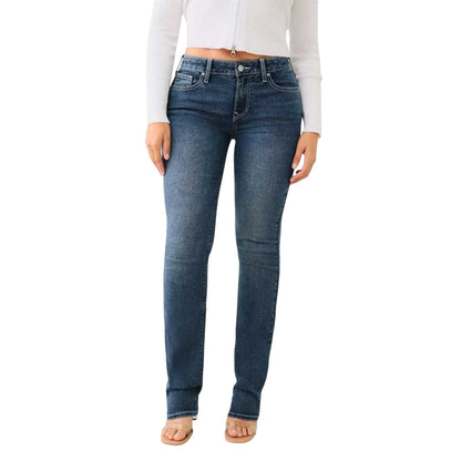 Blue - Front - True Religion Womens-Ladies Billie Stretch Mid Rise Jeans