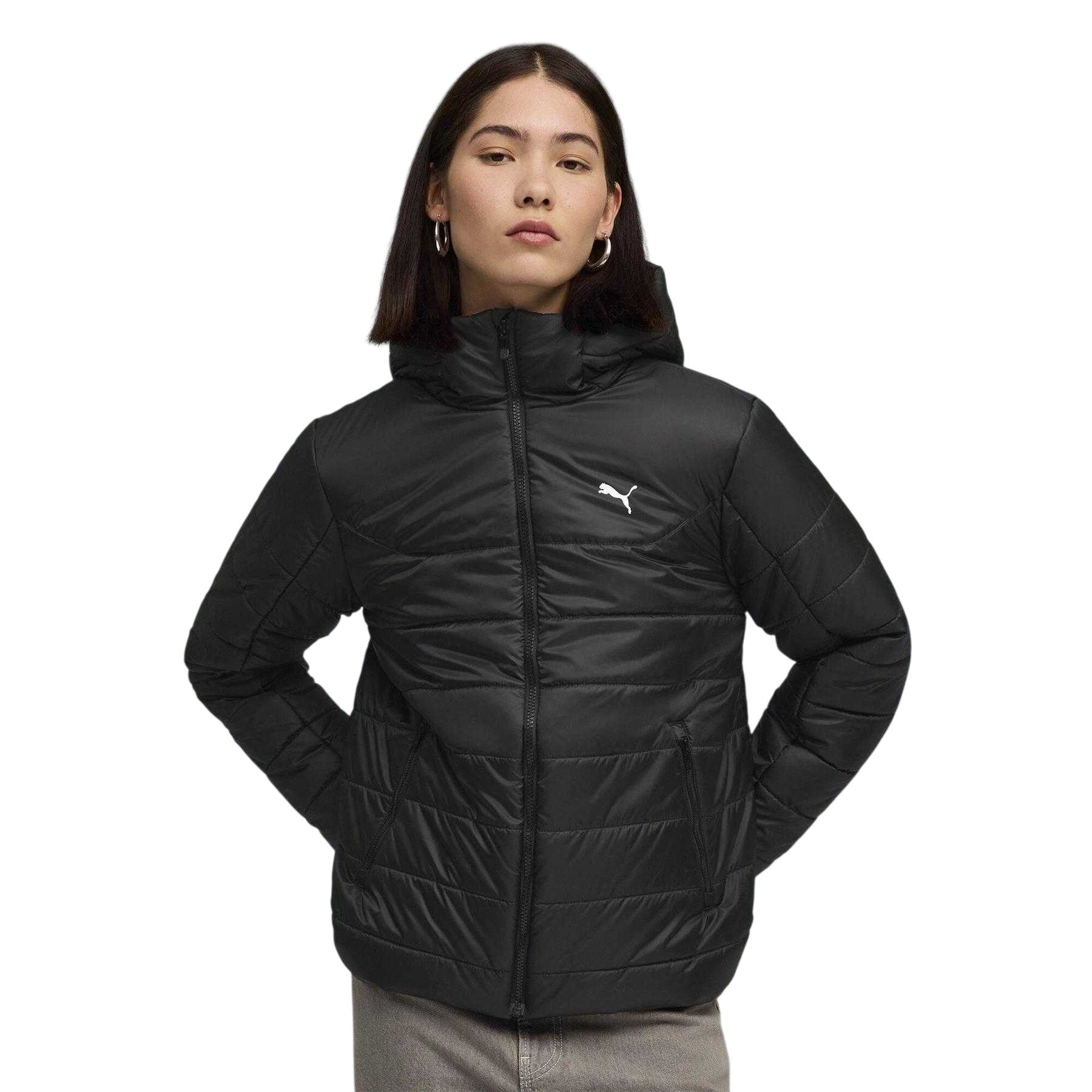 Black - Side - Puma Womens-Ladies Essentials Puffer Jacket