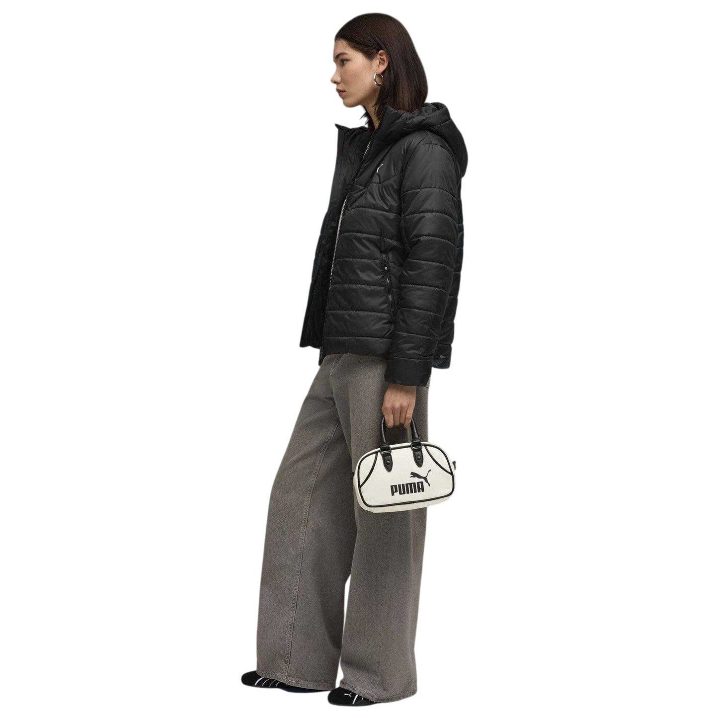 Black - Pack Shot - Puma Womens-Ladies Essentials Puffer Jacket